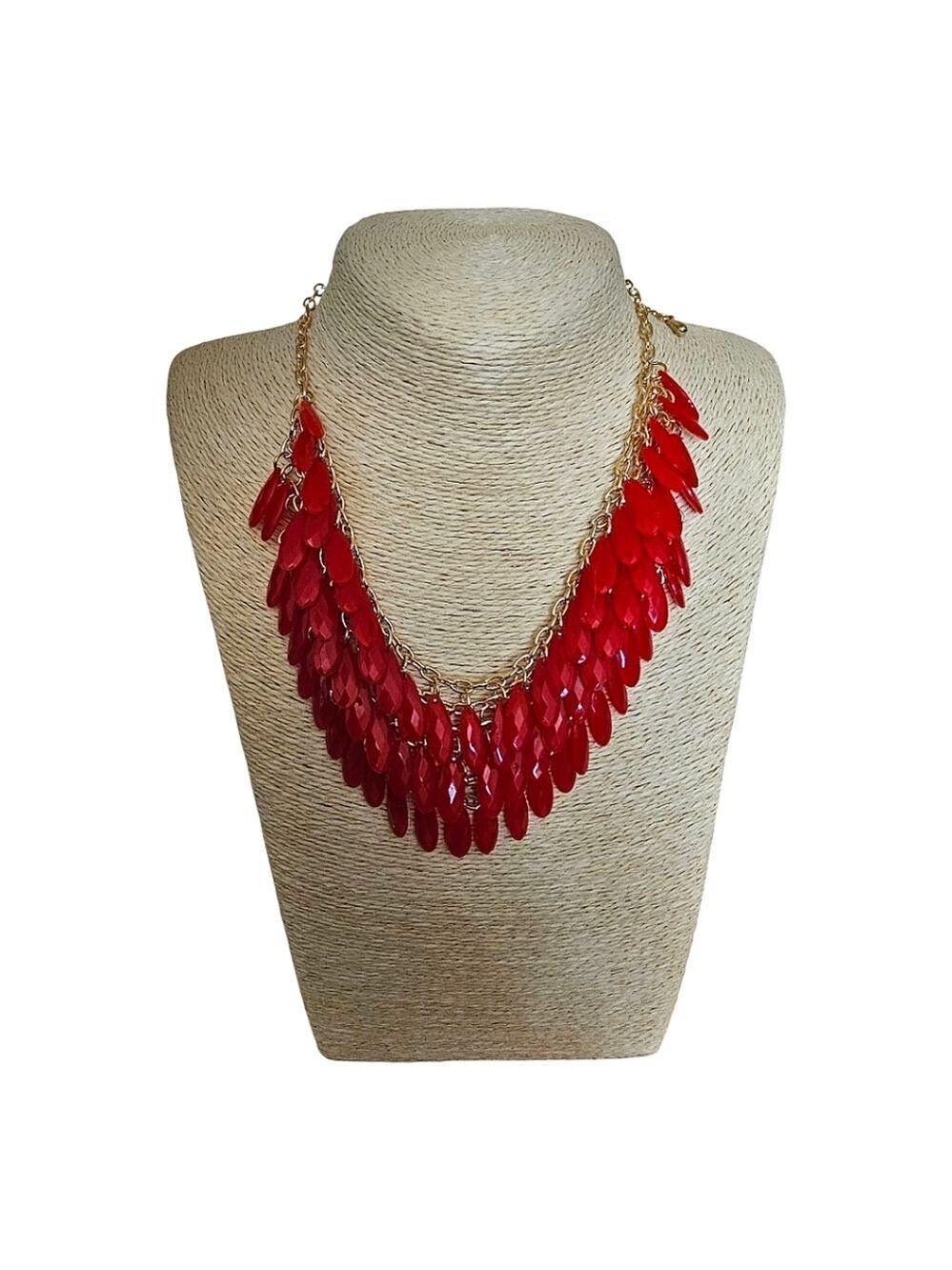 TRÏBE Statement Red And Gold Necklace With Matching Earrings NWT